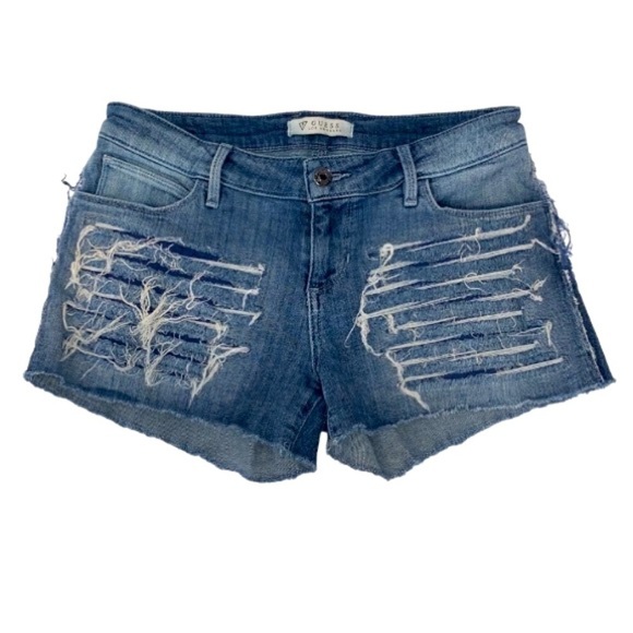 GUESS Blue Ripped Destroyed Denim short size 26 - Picture 1 of 12
